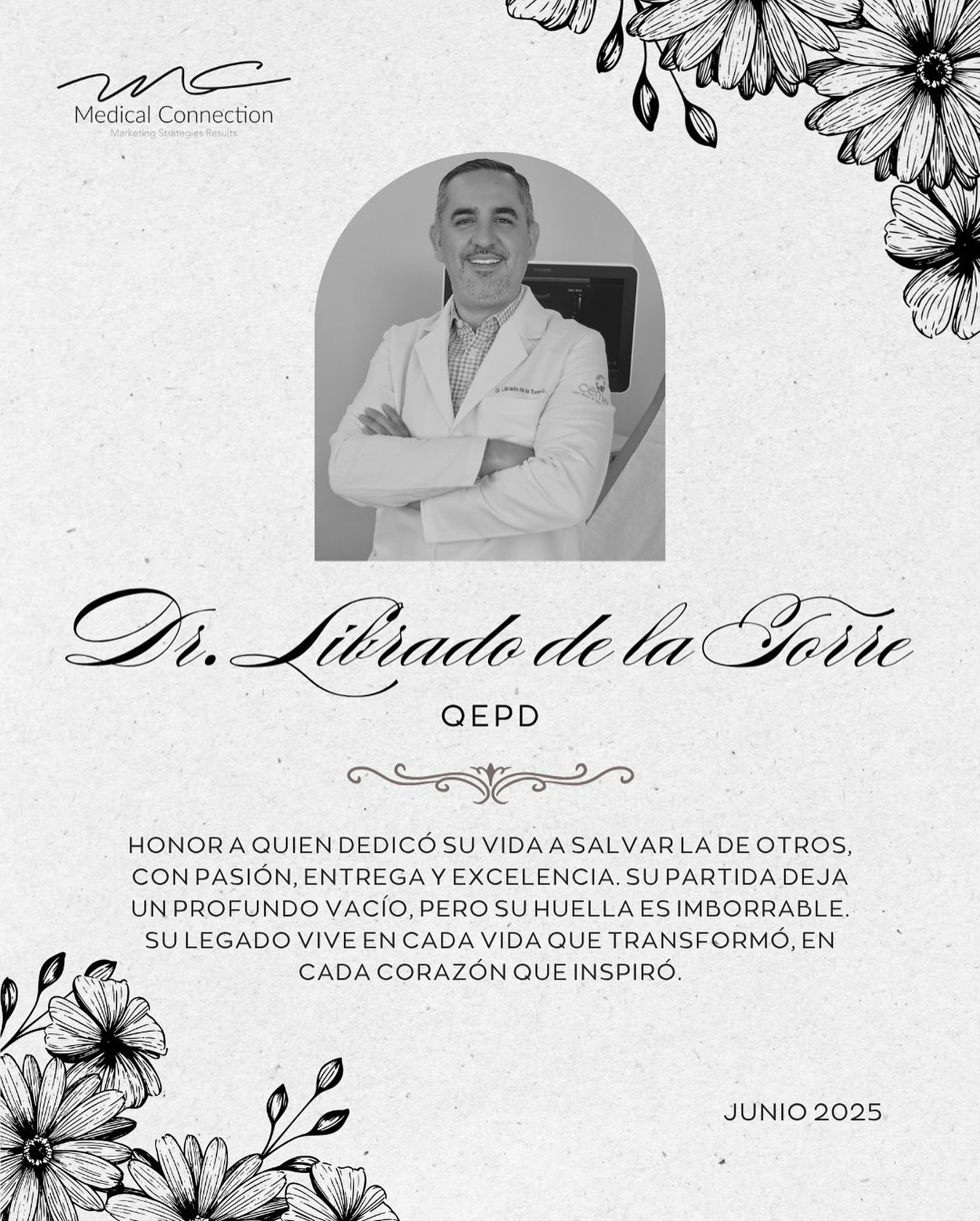 Nos duele profundamente su partida. Un médico brillante y un ser humano que dejaba luz en cada encuentro. Gracias por su entrega, doctor. Su legado vivirá siempre. 🕊️🤍